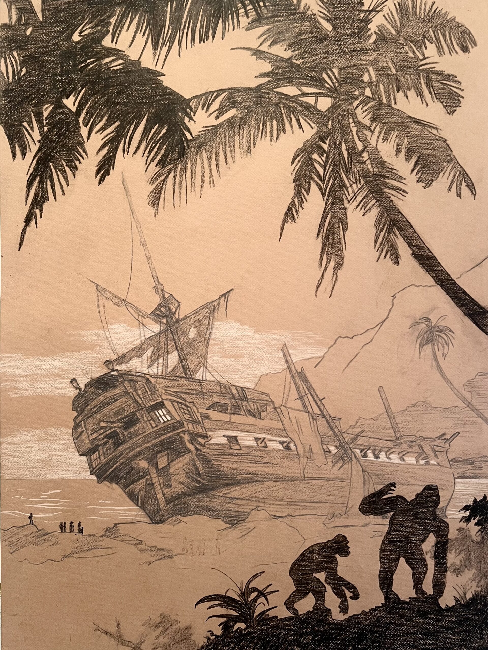 13). THE THIRTEEN-GUN SALUTE. Study for HMS Diane Marooned in Indonesia. 2021
